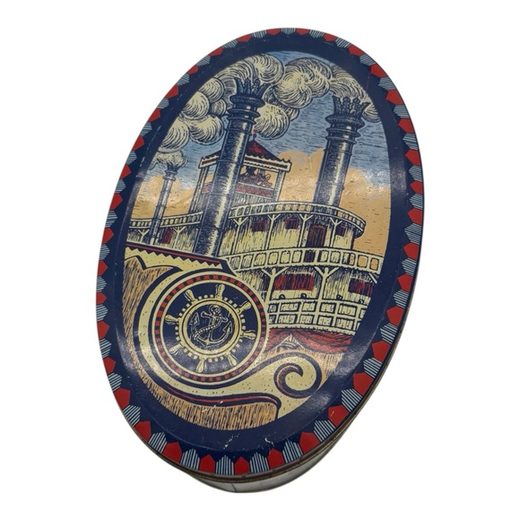 Vintage Other - Vintage Tall Stacks Paddleboat -Steamboat Tin Box- Double Stacks